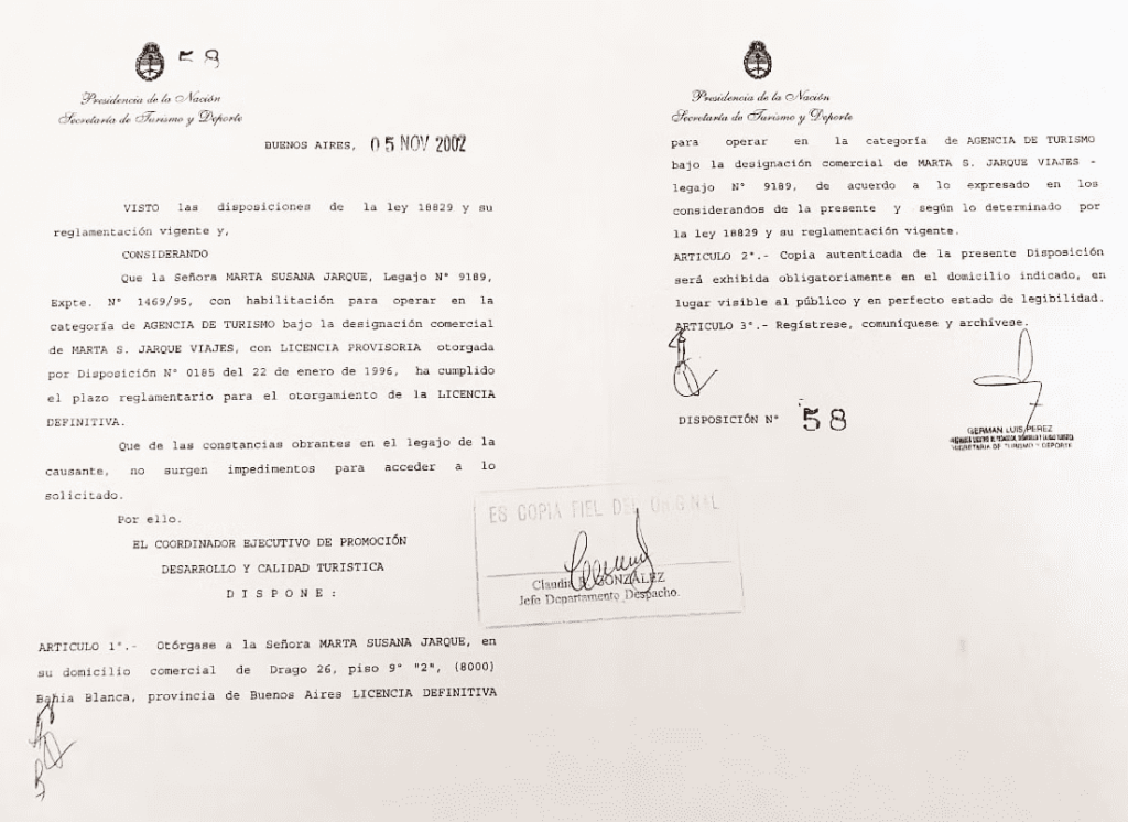 otorgamiento licencia definitiva marta jarque - Marta Jarque Viajes
